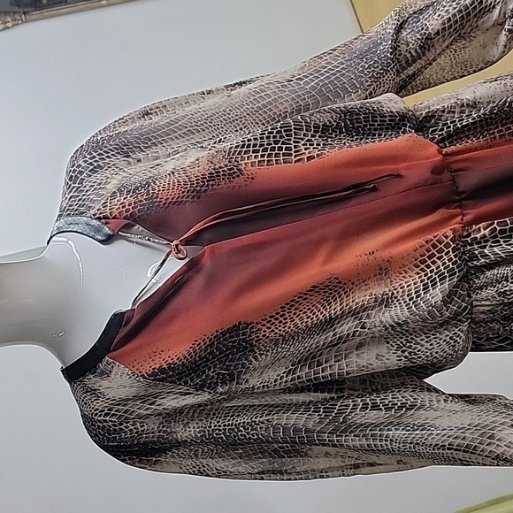 Nine West Long Sleeve Snake Print Elastic Waist Midi Dress Size 14 - Picture 2 of 14